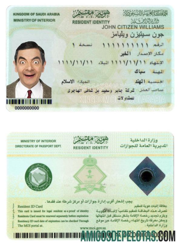 Saudi Arabia ID amostra
